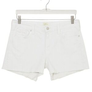 J.Crew White Stretch Denim Shorts‎ Raw Hem Size 32 Optic White Summer